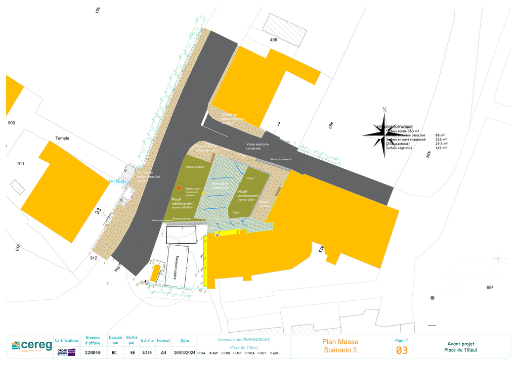 Logo Réaménagement de la place du village nommée "Place du Tilleul"