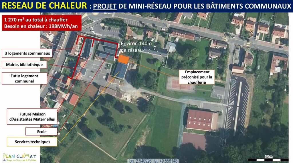 Logo Travaux de réhabilitation et d’amélioration des performances environnementales de bâtiments communaux en vue de créer un accueil de la petite enfance avec annexe et création d’un réseau de chaleur en biomasse énergie de 7 bâtiments communaux