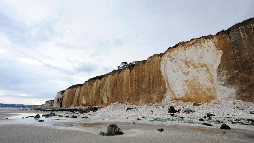 Photo de la falaise de Dieppe qui s'érode.